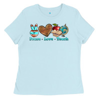 Baby Blue peace love teach Ladies Tee - BundleAndBundleShop