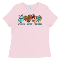 Bubblegum Pink peace love teach Ladies Tee - BundleAndBundleShop