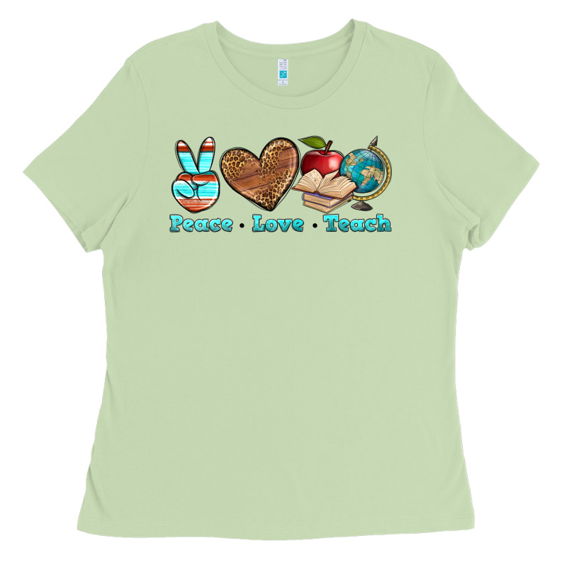 Peace Love Teach Ladies Tee by BundleAndBundleShop | Teevron