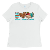 White peace love teach Ladies Tee - BundleAndBundleShop