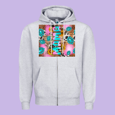 Western Mama Zipper Hoodie Designed By Ranaportraitstore
