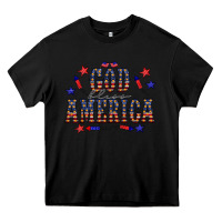 Black 4 july god bless america western Heavy Core Tee - CowCowDesign