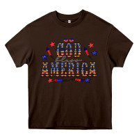 Chocolate Brown 4 july god bless america western Heavy Core Tee - CowCowDesign