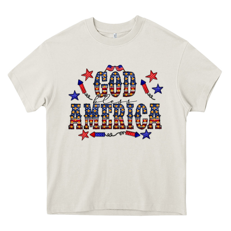 4 July God Bless America Western Heavy Core Tee by CowCowDesign | Teevron