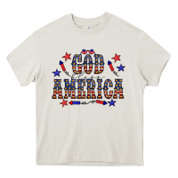Cream 4 july god bless america western Heavy Core Tee - CowCowDesign