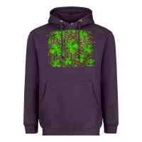 Plum st patrick's day shamrock and leopard distressed Heavyweight Hoodie - RanaPortraitStore