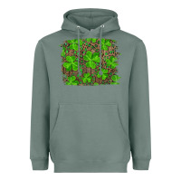 Sage st patrick's day shamrock and leopard distressed Heavyweight Hoodie - RanaPortraitStore