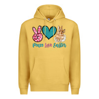 Antique Gold peace love easter with bunny and butterfly Premium Hoodie - Artiststas