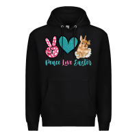 Black peace love easter with bunny and butterfly Premium Hoodie - Artiststas