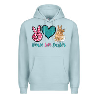 Blue Mist peace love easter with bunny and butterfly Premium Hoodie - Artiststas
