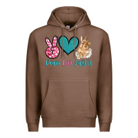Chestnut peace love easter with bunny and butterfly Premium Hoodie - Artiststas