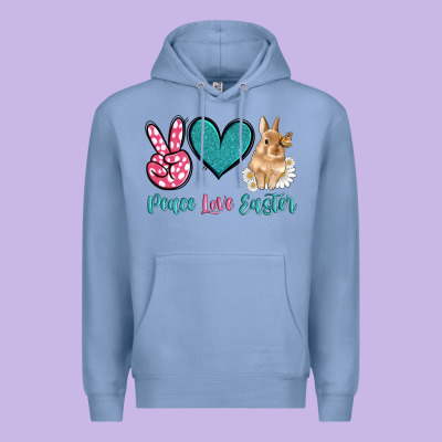Peace Love Easter With Bunny And Butterfly Premium Hoodie Designed By Artiststas
