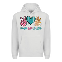 Dove Grey peace love easter with bunny and butterfly Premium Hoodie - Artiststas
