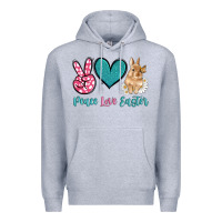 Heather Grey peace love easter with bunny and butterfly Premium Hoodie - Artiststas