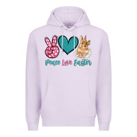 Lilac peace love easter with bunny and butterfly Premium Hoodie - Artiststas