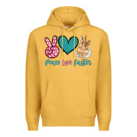 Mustard peace love easter with bunny and butterfly Premium Hoodie - Artiststas