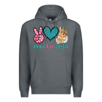 Rock peace love easter with bunny and butterfly Premium Hoodie - Artiststas