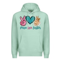 Seafoam peace love easter with bunny and butterfly Premium Hoodie - Artiststas