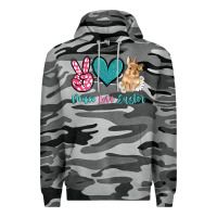 Slate Camo peace love easter with bunny and butterfly Premium Hoodie - Artiststas