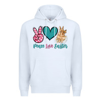 White peace love easter with bunny and butterfly Premium Hoodie - Artiststas