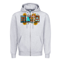 Heather Grey license letters western mama Zipper Hoodie - RanaPortraitStore
