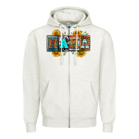 Oatmeal Heather license letters western mama Zipper Hoodie - RanaPortraitStore