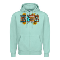 Seafoam license letters western mama Zipper Hoodie - RanaPortraitStore