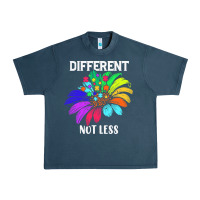 Midnight Navy Different Not Less Daisy Autism Puzzle Urban Heavy Tee - CowhideDigitalArt