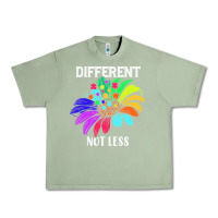 Oil Green Different Not Less Daisy Autism Puzzle Urban Heavy Tee - CowhideDigitalArt