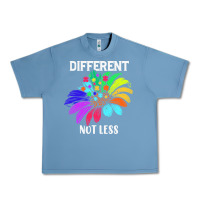 Pebble Blue Different Not Less Daisy Autism Puzzle Urban Heavy Tee - CowhideDigitalArt