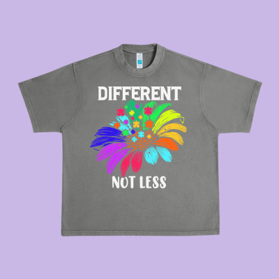 Different Not Less Daisy Autism Puzzle Urban Heavy Tee Designed By Cowhidedigitalart