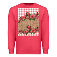 Cardinal valentines day burlap background Premium Sweatshirt - Jasminsmagicworld