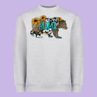 Mama Bear Sunflowers Leopard Cowhide Mother's Day Heavyweight Sweatshirt Designed By Jasminsmagicworld