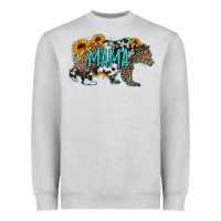 Heather Grey mama bear sunflowers leopard cowhide mother's day Heavyweight Sweatshirt - Jasminsmagicworld