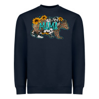 Navy mama bear sunflowers leopard cowhide mother's day Heavyweight Sweatshirt - Jasminsmagicworld