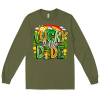 Army Green Lucky Little Dude Long Sleeve Tee - CowhideDigitalArt
