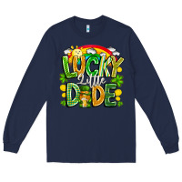 Navy Lucky Little Dude Long Sleeve Tee - CowhideDigitalArt