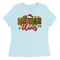 Baby Blue christmas granny claus Ladies Tee - FaDigitalArtStudio