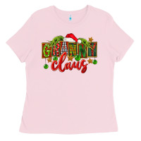 Bubblegum Pink christmas granny claus Ladies Tee - FaDigitalArtStudio