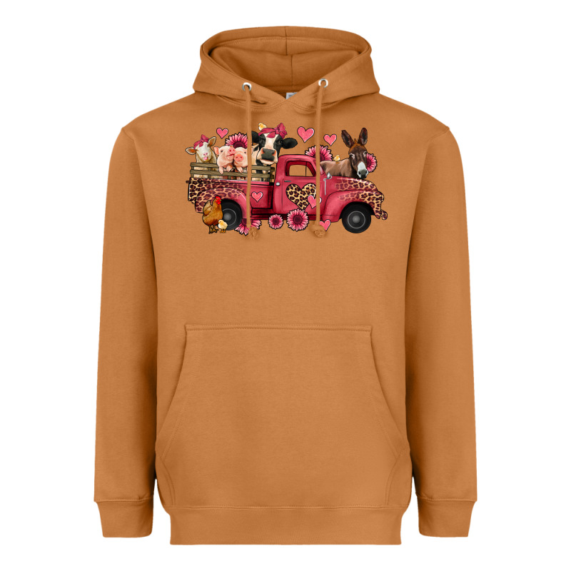 Valentines Day Leopard Farm Animals Truck Heavyweight Hoodie by Jasminsmagicworld | Teevron