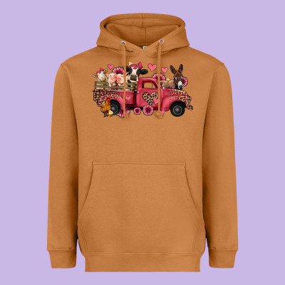 Valentines Day Leopard Farm Animals Truck Heavyweight Hoodie Designed By Jasminsmagicworld