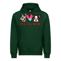 Forest Green Peace Love Frenchie Urban Hoodie - Jasminsmagicworld