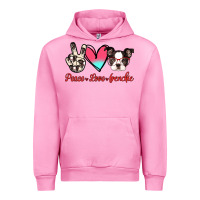 Fuchsia Pink Peace Love Frenchie Urban Hoodie - Jasminsmagicworld