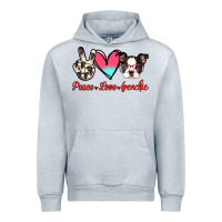 Heather Grey Peace Love Frenchie Urban Hoodie - Jasminsmagicworld