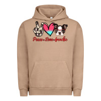 Pigment Burro Peace Love Frenchie Urban Hoodie - Jasminsmagicworld