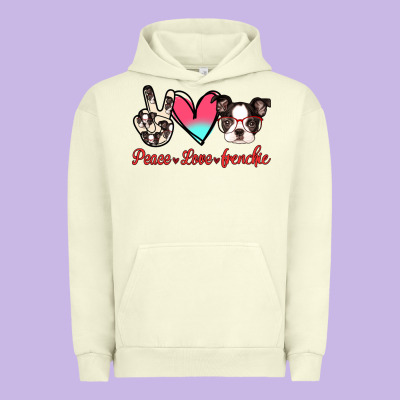 Peace Love Frenchie Urban Hoodie Designed By Jasminsmagicworld
