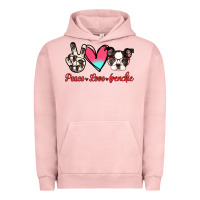 Pigment Salmon Peace Love Frenchie Urban Hoodie - Jasminsmagicworld