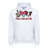 White Peace Love Frenchie Urban Hoodie - Jasminsmagicworld