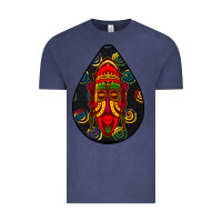 Vintage Denim african masks teardrop  6 Vintage Tee - BundleAndBundleShop