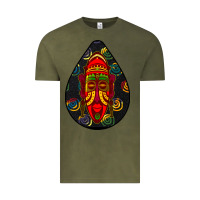 Vintage Olive african masks teardrop  6 Vintage Tee - BundleAndBundleShop